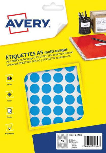 Avery - Etikett | Papier | ∅15mm | Blau