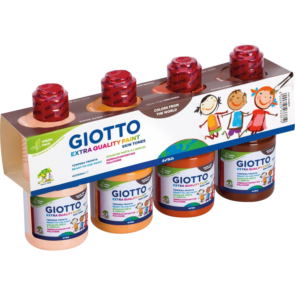 Giotto – Extra Quality Skin Tones Gouache, 250 ml, Packung mit 4 Flaschen