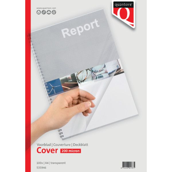 Quantore - Deckblatt A4 PVC 200 Mikron transparent 100 Stück