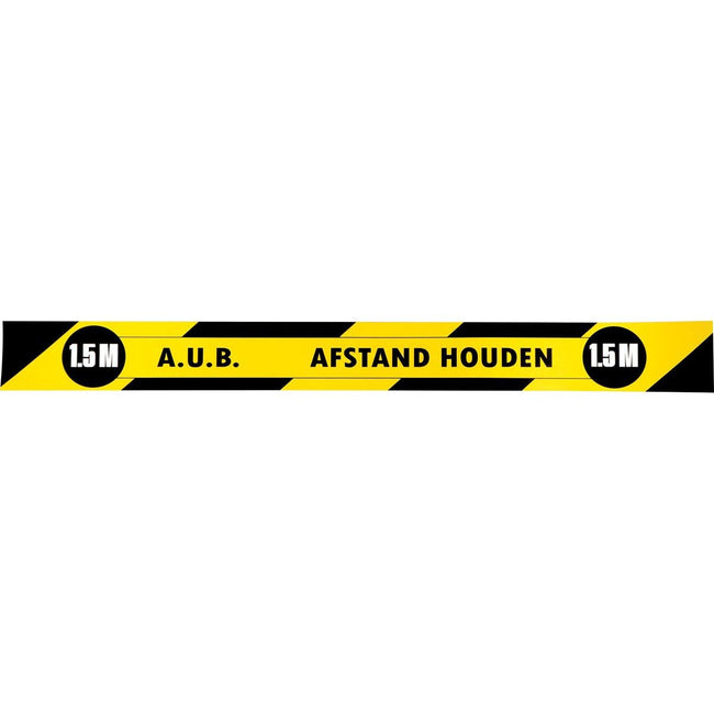 Galerie - Bodenaufkleber, 1,5 Meter Abstand halten, 80 x 8 cm, gelb/schwarz