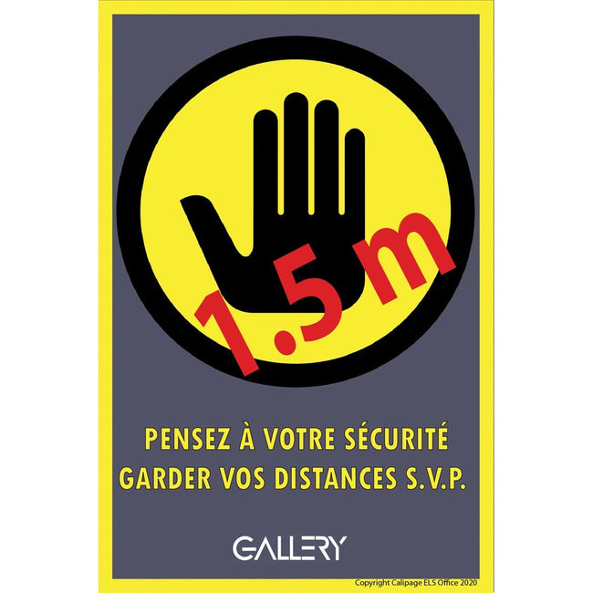 Galerie – Aufkleber, Warnung; Halten Sie einen Abstand von 1,5 Metern ein, ft A5, Französisch