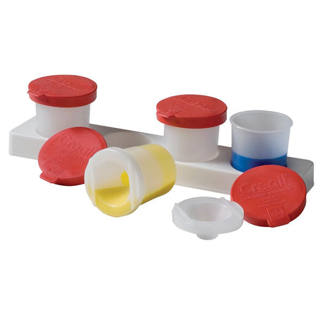 Creall – Anti-Klecks-Topf für Farbe, Set mit 4 Töpfen à 320 ml mit rotem Deckel