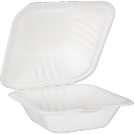 Klika - Bak | Bagasse (Zuckerrohrbrei) | Hamburger-Box | 150x150x78mm | weiß | 50 Stück