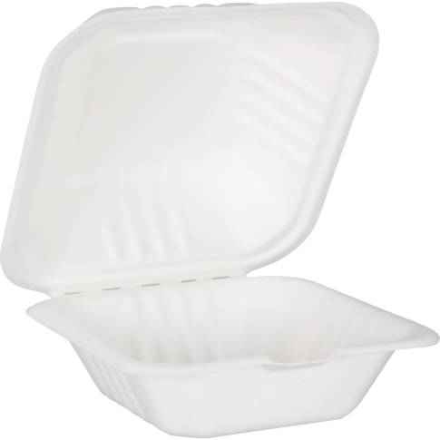 Klika - Bak | Bagasse (Zuckerrohrbrei) | Hamburger-Box | 150x150x78mm | weiß | 50 Stück