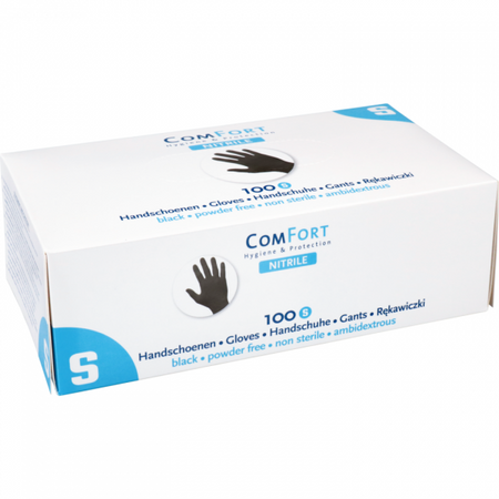 ComFort - Handschuh Nitril und puderfrei SCHWARZ 100 Stück Klein