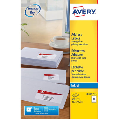 Avery - Etikett J8161-25 63,5x46,6mm weiß 450 Stück