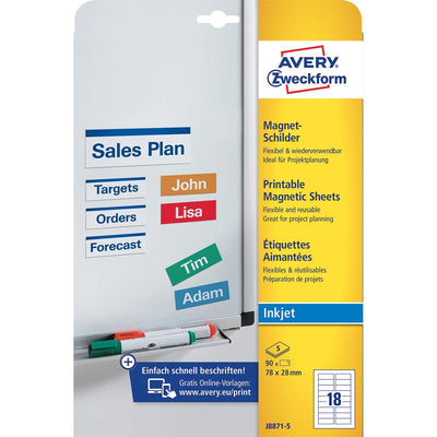 Avery Zweckform - Zweckform Magnetetiketten, ft 78 x 28 mm, ohne Beschichtung, 90 Etiketten, weiß