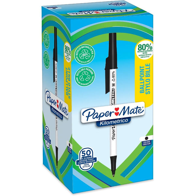 Paper Mate - Kilometrico Recycled Kugelschreiber mittelschwarz