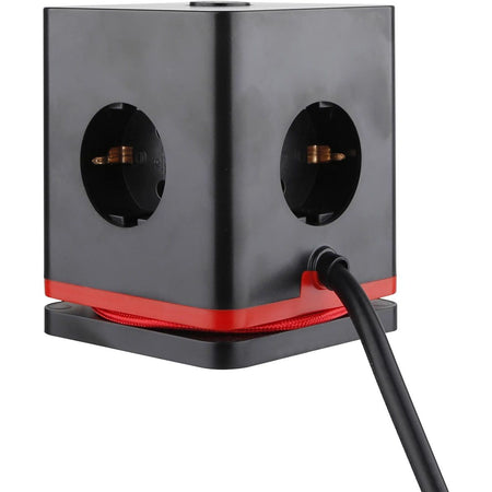 IOIO - Steckdose SW1000, 3 Steckdosen und 3 USB-Anschlüsse, Würfel, schwarz
