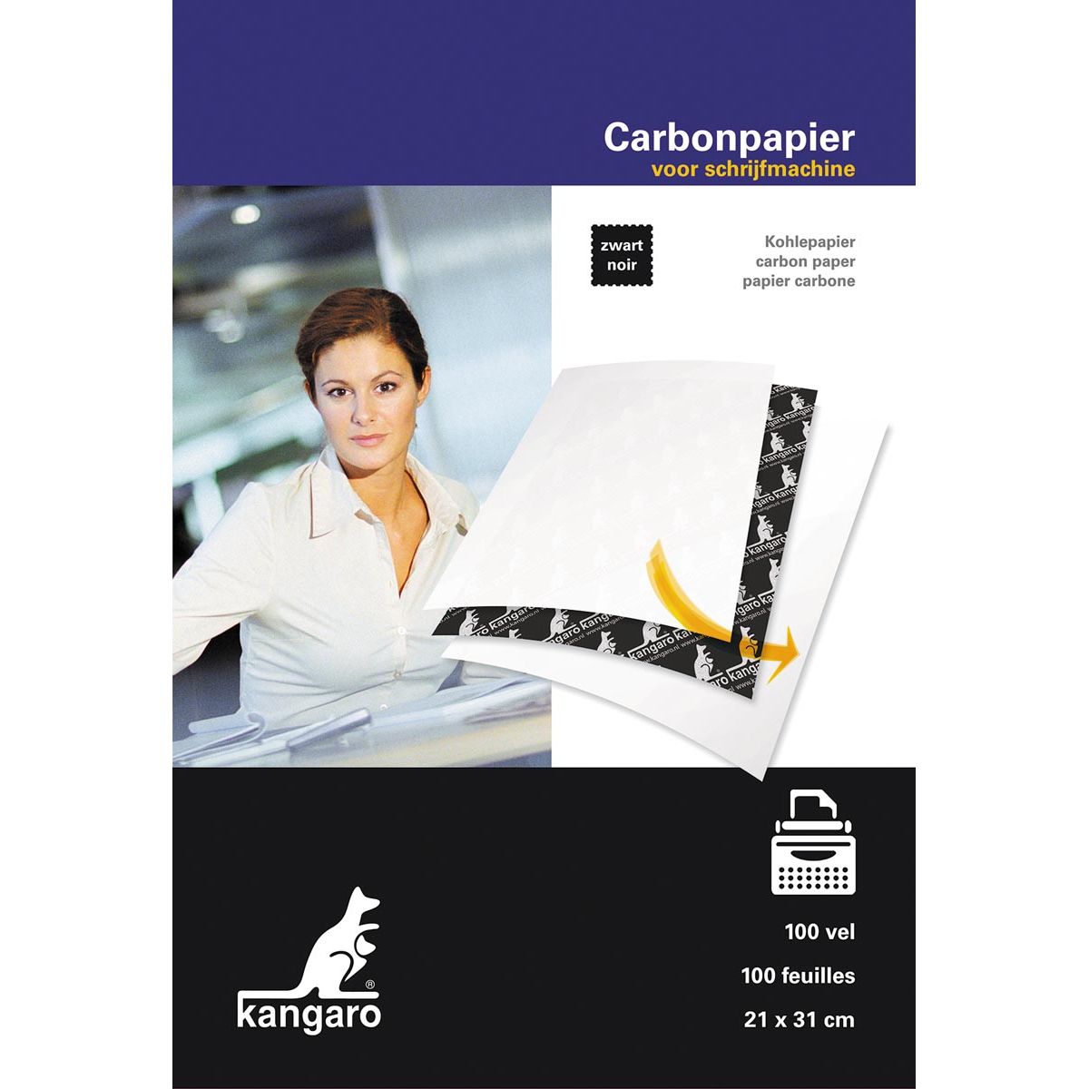 Kangaro – Kohlepapier, ft A4 (21 x 31 cm), schwarz, Packung mit 100 Blatt
