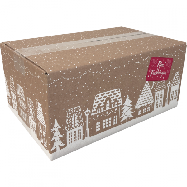 Weihnachtspaketbox (A) 310x200x140mm Design HÄUSER 2025 pro Stück