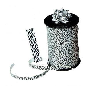 Kräuselband - Tiere: Zebradruck 10 mm x 250 Meter