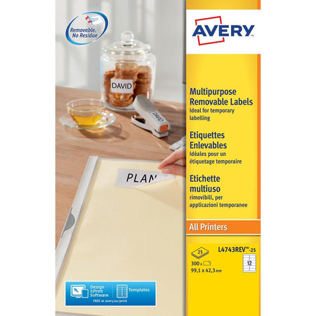 Avery Zweckform - Etikett L4743REV-25 99,1x42,3mm weiß 300 Etiketten