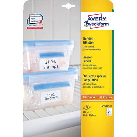 Avery Zweckform - Gefrieretiketten Ft 63,5 x 33,9 mm (B x H), weiß, Box mit 600 Etiketten