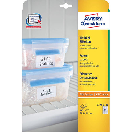 Avery Zweckform - Gefrieretiketten Ft 38,1 x 21,2 mm (B x H), weiß, Box mit 1625 Etiketten