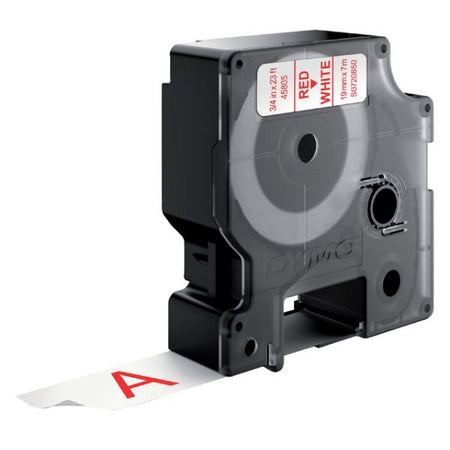 Dymo - Labele D1 45805 720850 19mmx7m Polyester rot auf weiß