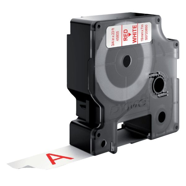 Dymo - Labele D1 45805 720850 19mmx7m Polyester rot auf weiß