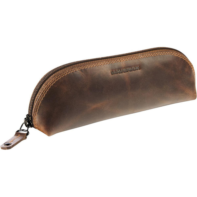 Maverick - Federmäppchen aus Leder, oval, braun