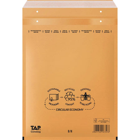 Jiffy - Comebag Luftpolsterumschläge, ft 270 x 360 mm, mit Streifenverschluss, braun, Karton mit 100 Stück