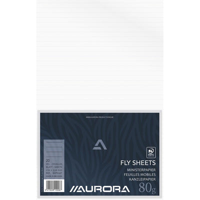 Aurora - Ministerpapier, liniert, Packung mit 20 Blatt (plissiert)