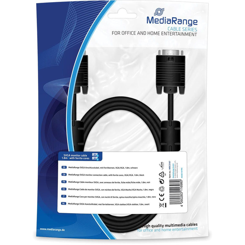 MediaRange - SVGA-Verbindungskabel, mit Ferritkernen, 1,8 m