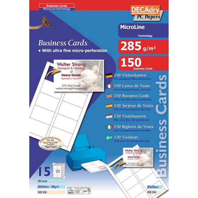 Decadry - Visitenkarten MicroLine ft 85 x 54 mm, 285 g/m², 150 Karten