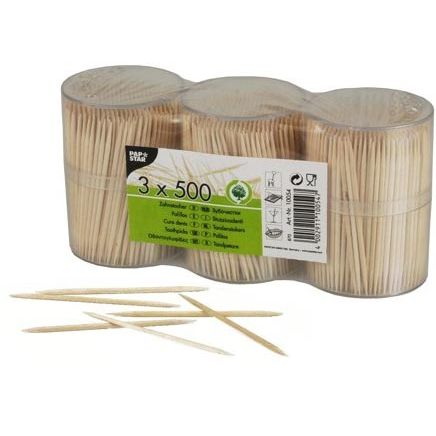 Papstar - Zahnstocher, 3 Tuben à 500 Stück