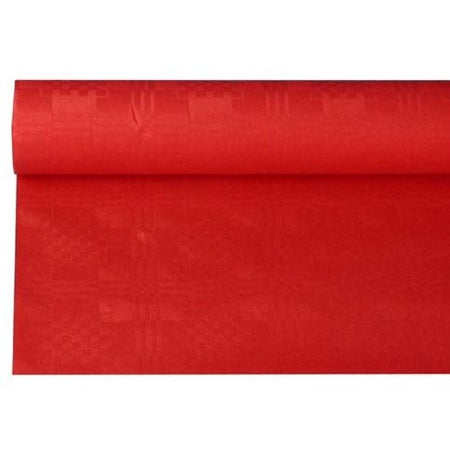 Papstar - Papiertischdecke mit Damastdruck, 1,2 x 8 m, rot