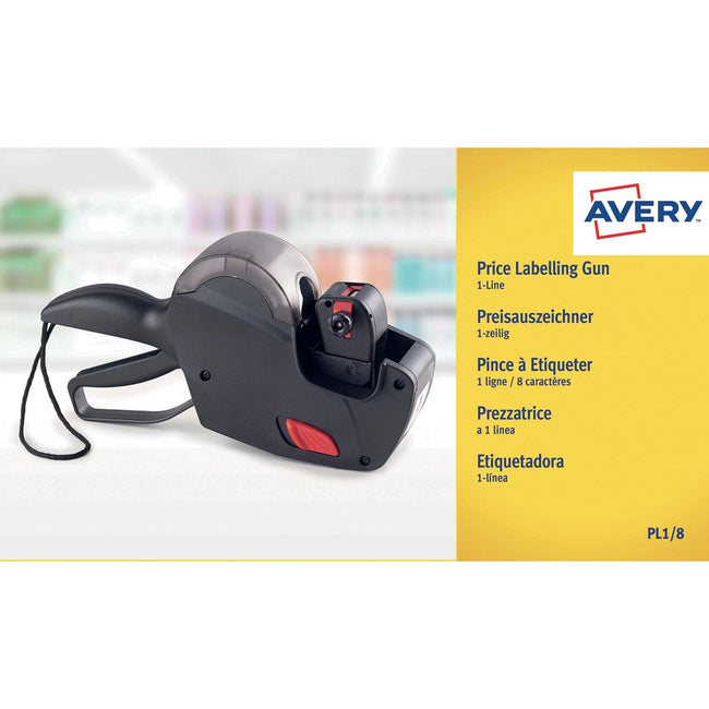 Avery - Beschriftungszange PL1/8 + Farbwalze + Etikettenrolle