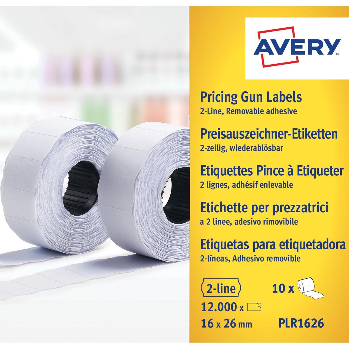 Avery - PLR1626 Etiketten zum Preis nicht -permanent, ft 26 x 16, 12.000 Etiketten, weiß