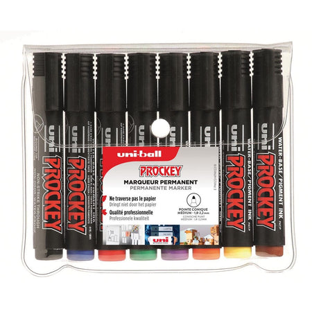 Uni-Ball - Permanentmarker Prockey PM-122, runde Spitze, mittel, Karton mit 8 Stück