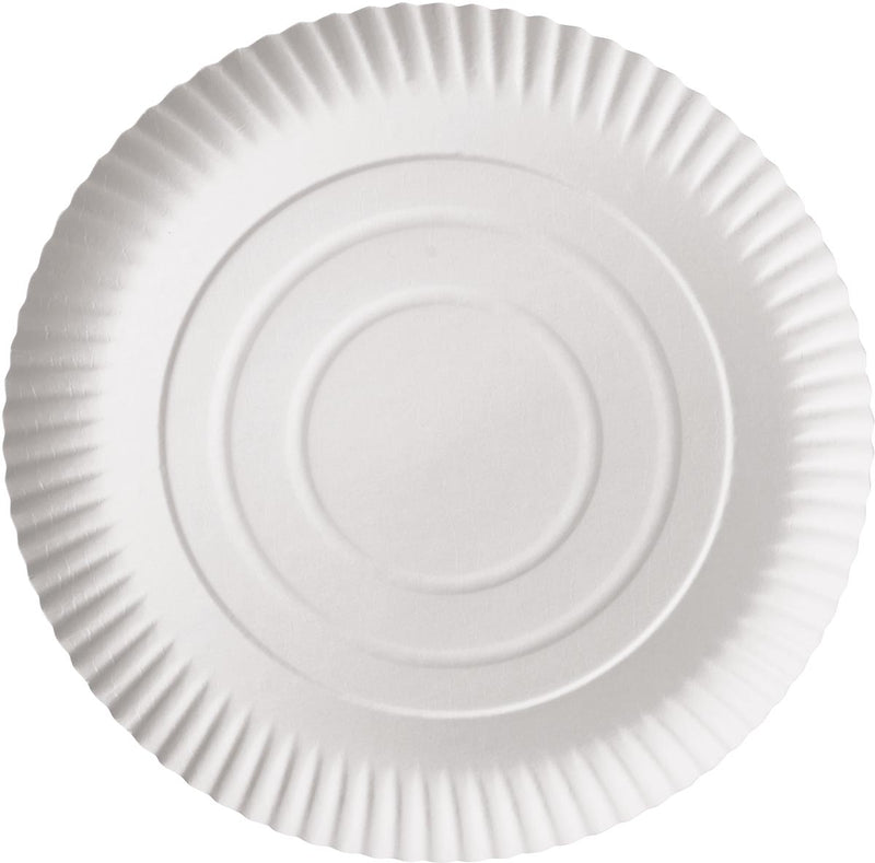 Conpax - Teller pur, rund, weiß, Durchmesser 26 cm, aus Pappe, Packung à 100 Stück