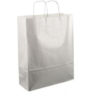 Papierbeutel mit Kordelzug, 32 x 12 x 41 cm, 50 Stück, silberfarben
