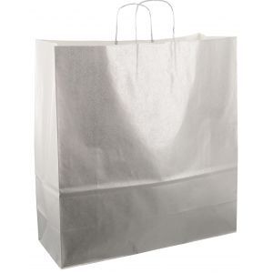 Papierbeutel mit Kordelzug, 45 x 17 x 47 cm, 50 Stück, silberfarben