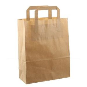 Braunes, schlichtes Kraftpapier – Papiertüte 22 x 10 x 28 cm, 250 Stück braunes Kraftpapier