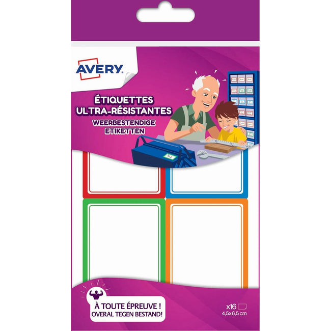 Avery - Familienwetter - resistente Etiketten, FT 4,5 x 6,5 cm, Penny mit 16 Etiketten in verschiedenen Farben