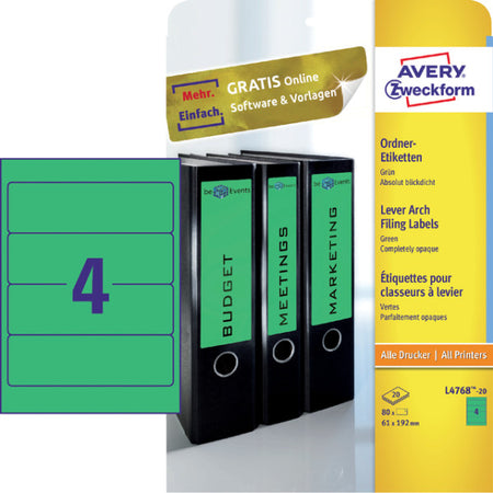 Avery Zweckform - Rückenetikett breit 61x192mm selbstklebend grün