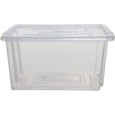 Whitefurze - Stack Store Medium Aufbewahrungsbox 32 Liter ohne Deckel, transparent