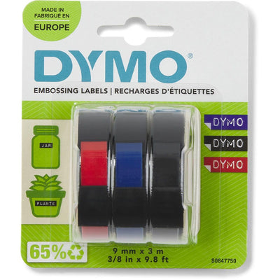 Dymo – Vinyl mit Reliefprägung, 9 mm, sortiert, 3 Stück