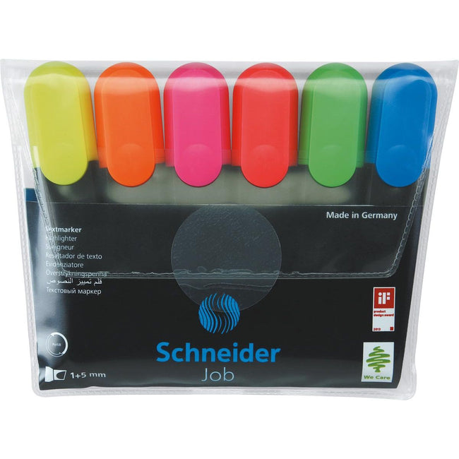 Schneider - Textmarker Job 150, Karton mit 6 Stück in verschiedenen Farben