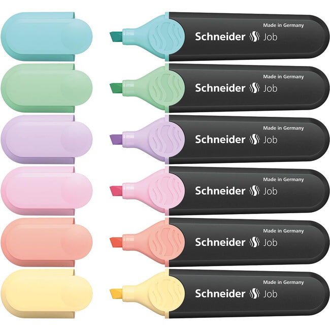 Schneider - Textmarker Job 150, 6er-Packung in verschiedenen Pastellfarben