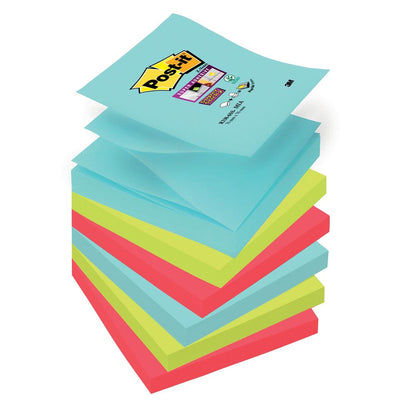 Post-it Super Sticky – Super Sticky Z-Notes Cosmic, 90 Blatt, 76 x 76 mm, Packung mit 6 Blöcken