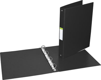 Aurora - Ringordner für ft A4, 4 Ringe à 25 mm, aus PVC, schwarz