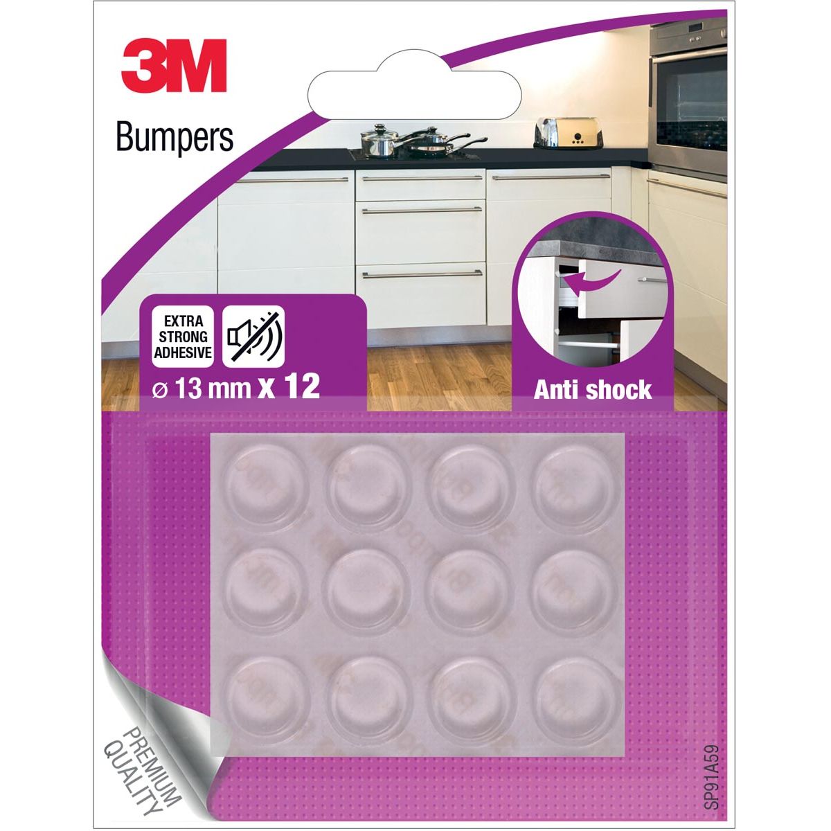 3M - Stoßstangen, Anti-Schock, 13 mm, Blister mit 12 Stück