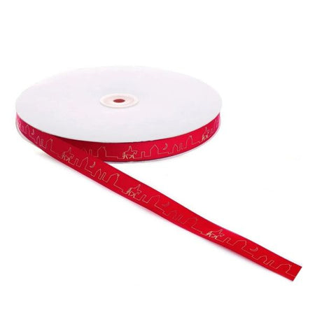 Weihnachtsmann auf Dachband rot 16 mm x 25 Meter