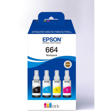 Epson -  inktfles 664, 4.500 7.500 pagina's, OEM C13T664640, 4 kleuren
