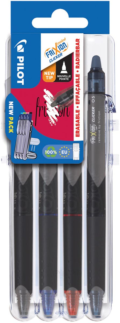 Pilot - einziehbarer Roller FriXion Point Clicker 05 2 Go, feine Spitze, Blister mit 4 Stück