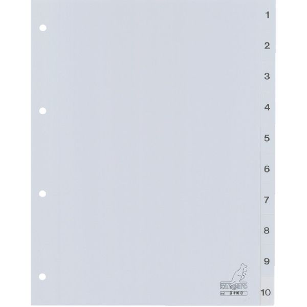 Filex - Tabs 4-Loch 410N 1-10 nummeriertes graues PP