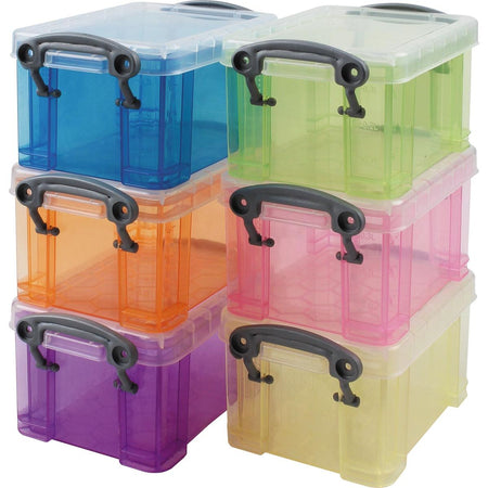 Really Useful Box – Boxen Aufbewahrungsbox-Set mit 6 x 0,33 Litern, farbig sortiert