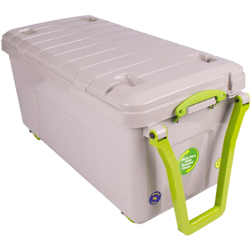 Really Useful Box – Box recycelter Aufbewahrungskoffer auf Rädern 16 Liter, grau